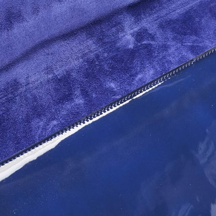 Pre Owned Saint Laurent Blue Patent Leather Belle De Jour Clutch