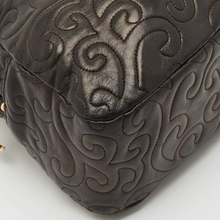 Pre Owned Saint Laurent Black Leather Arabesque Satchel