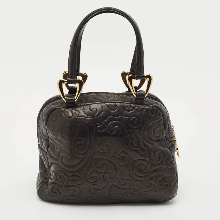 Pre Owned Saint Laurent Black Leather Arabesque Satchel