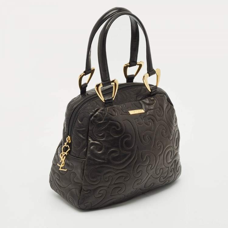 Pre Owned Saint Laurent Black Leather Arabesque Satchel