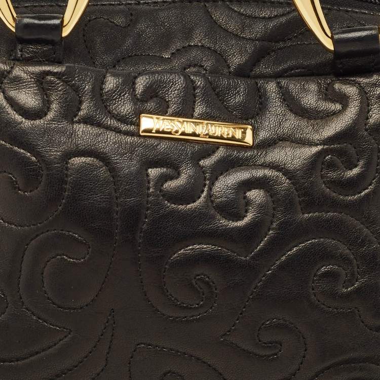 Pre Owned Saint Laurent Black Leather Arabesque Satchel