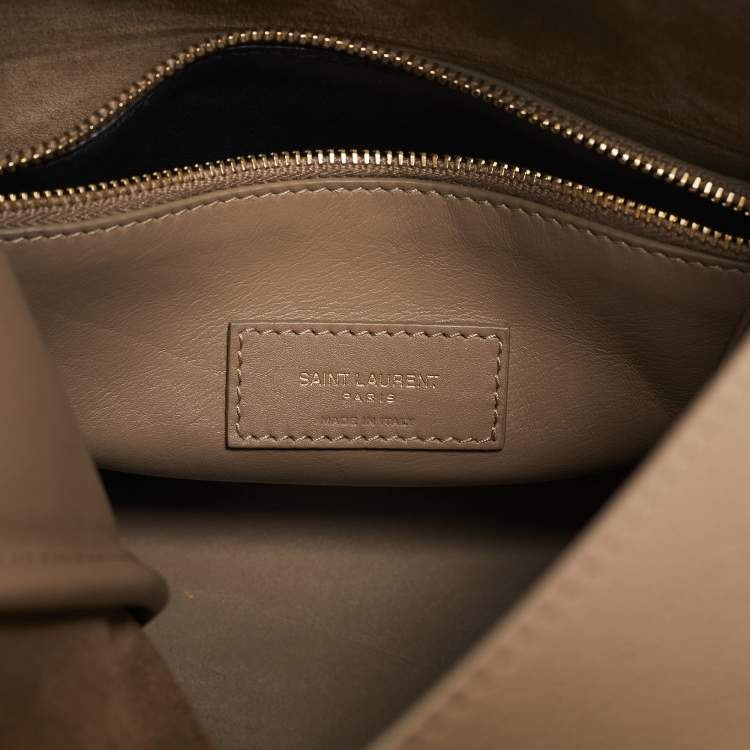 Pre Owned Saint Laurent Beige Leather Small LE 5 À 7 Shoulder Bag