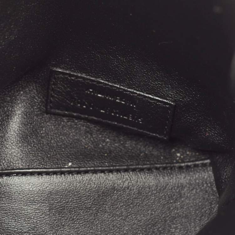 Pre Owned Saint Laurent Black Croc Embossed Leather Mini Toy Bucket Bag