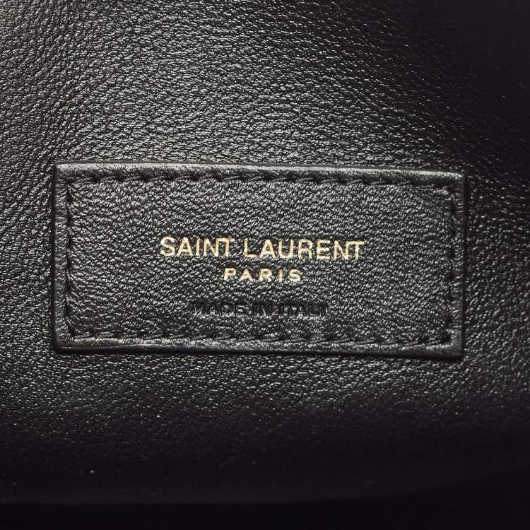 Pre Owned Saint Laurent Black Croc Embossed Leather Mini Toy Bucket Bag