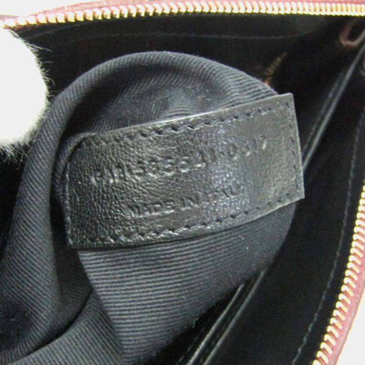 Pre Owned Saint Laurent Bordeaux Monogram Leather Suede Shoulder Bag 