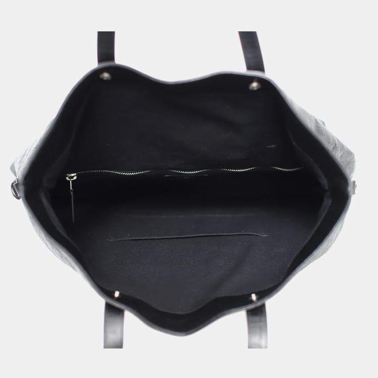 Pre Owned Saint Laurent Paris Black Crocodile Embossed Leather Tote Bag