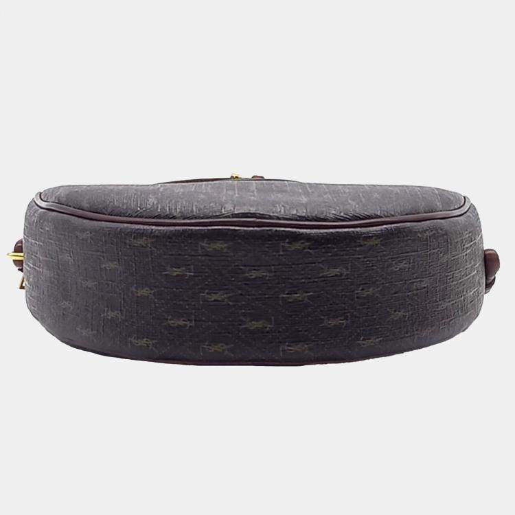 Pre Owned Saint Laurent Paris Brown Canvas and Leather Coeur Bag
