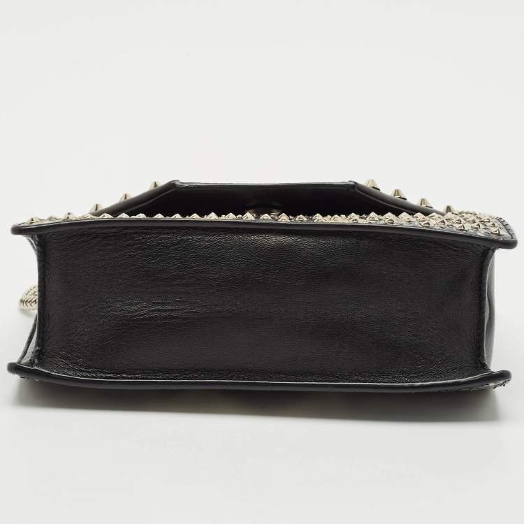 Pre Owned Saint Laurent Black Python and Leather Betty Studded Shoulder Bag