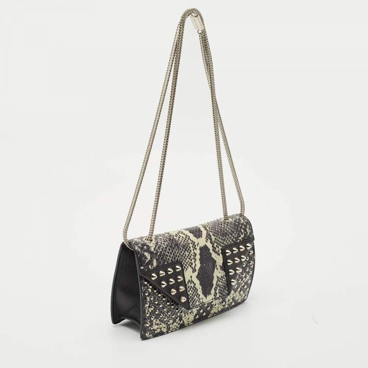 Pre Owned Saint Laurent Black Python and Leather Betty Studded Shoulder Bag
