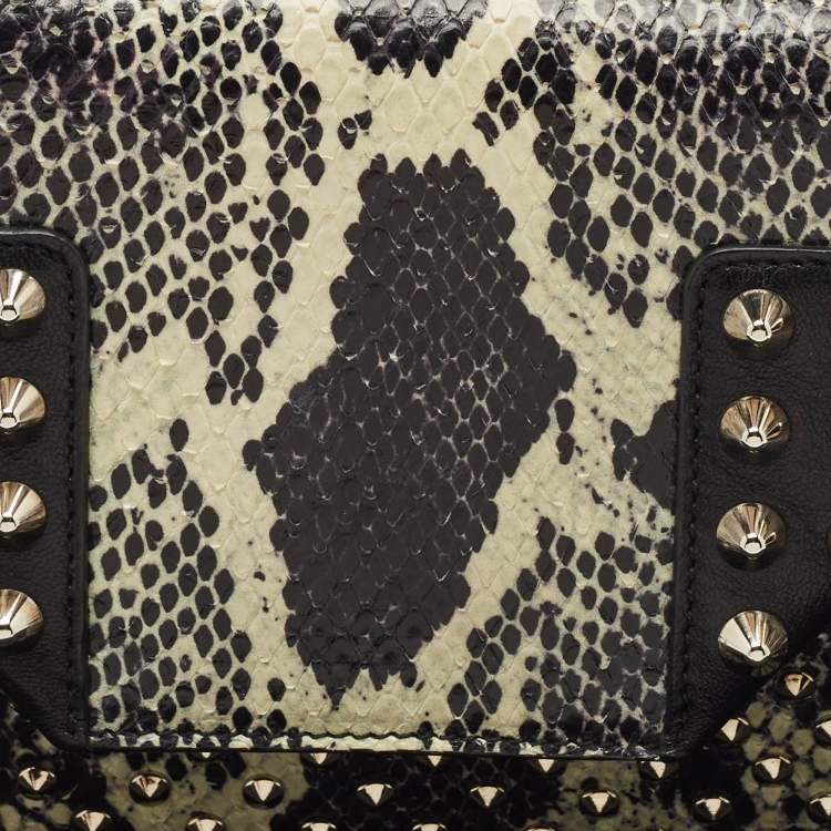 Pre Owned Saint Laurent Black Python and Leather Betty Studded Shoulder Bag