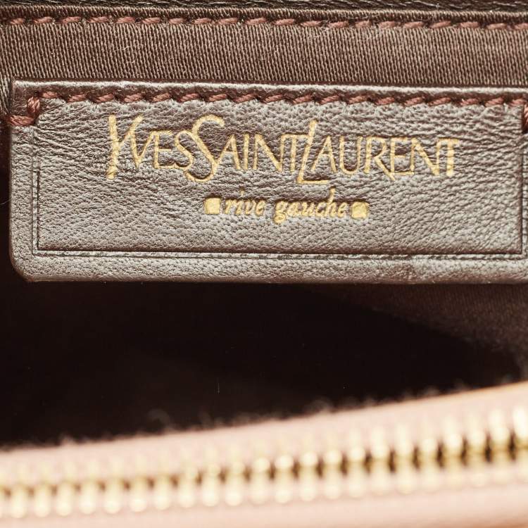 Pre Owned Saint Laurent Beige Patent Leather Uptown Frame Satchel