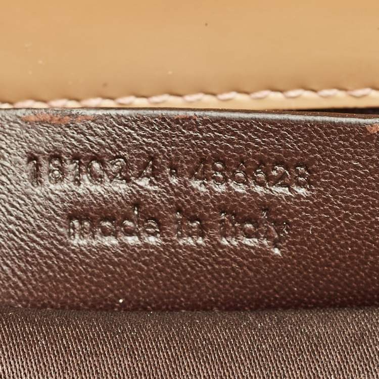 Pre Owned Saint Laurent Beige Patent Leather Uptown Frame Satchel