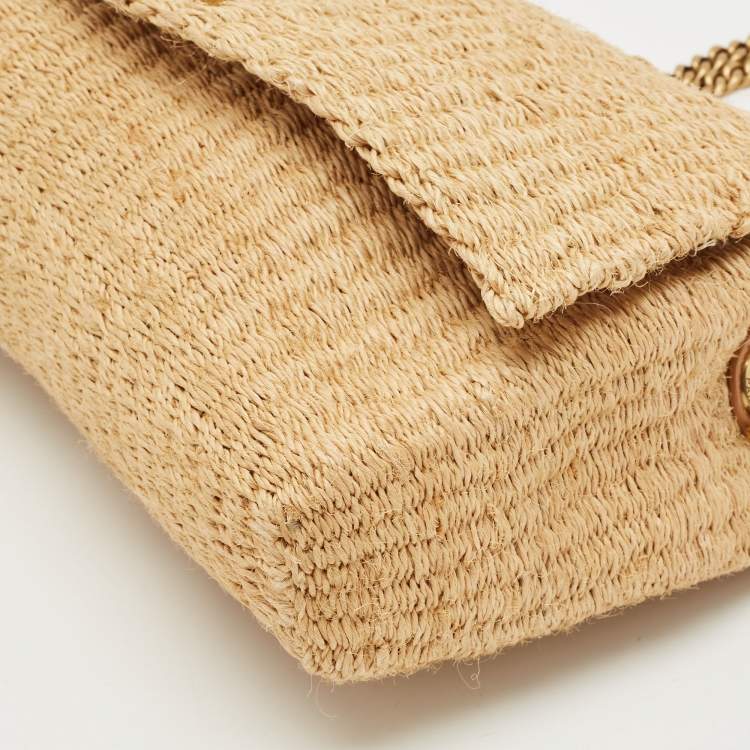 Pre Owned Saint Laurent Beige Raffia Kate Shoulder Bag
