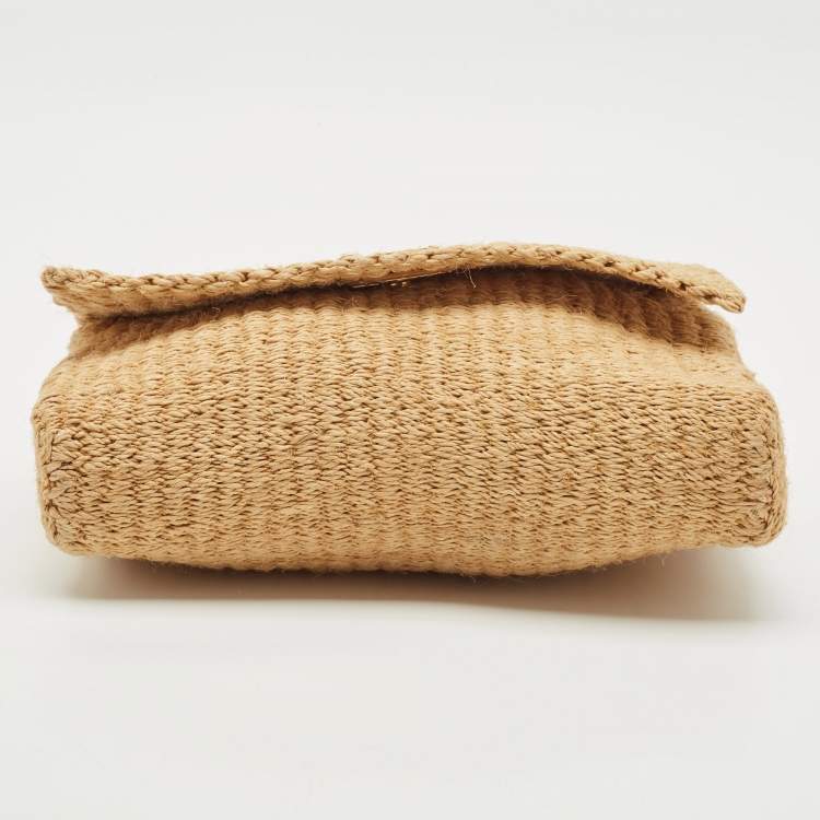 Pre Owned Saint Laurent Beige Raffia Kate Shoulder Bag