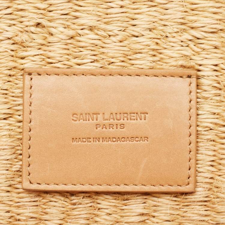 Pre Owned Saint Laurent Beige Raffia Kate Shoulder Bag