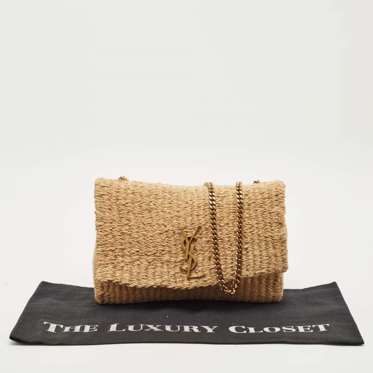 Pre Owned Saint Laurent Beige Raffia Kate Shoulder Bag
