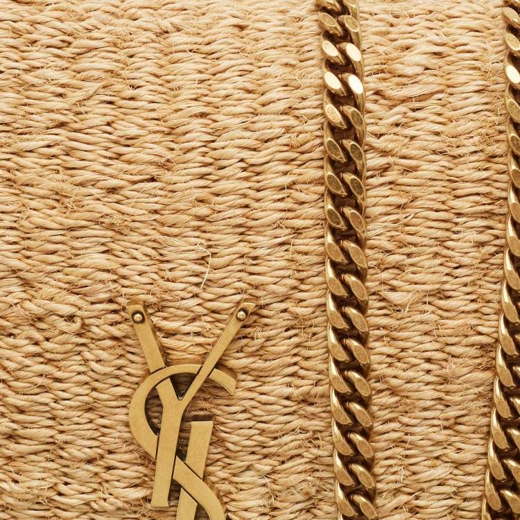 Pre Owned Saint Laurent Beige Raffia Kate Shoulder Bag