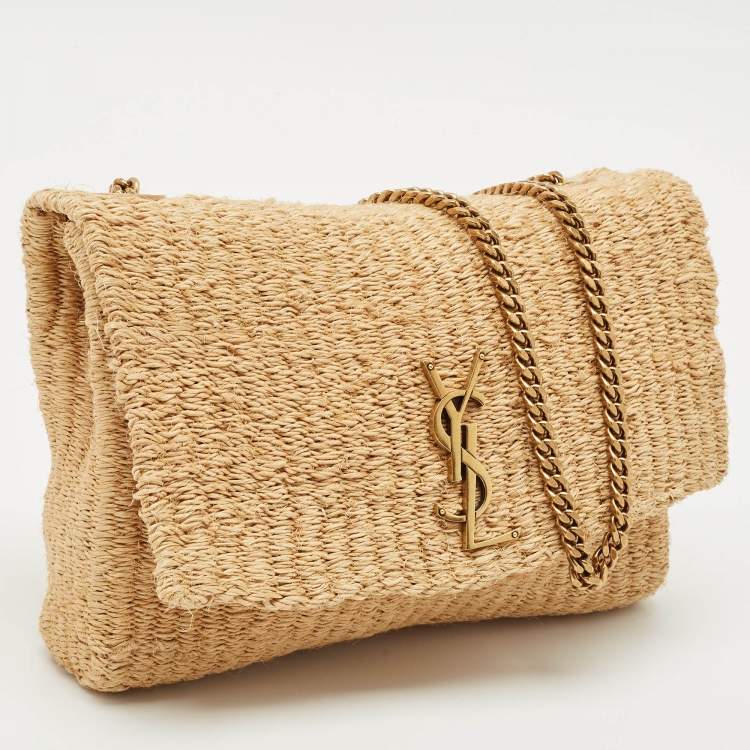 Pre Owned Saint Laurent Beige Raffia Kate Shoulder Bag