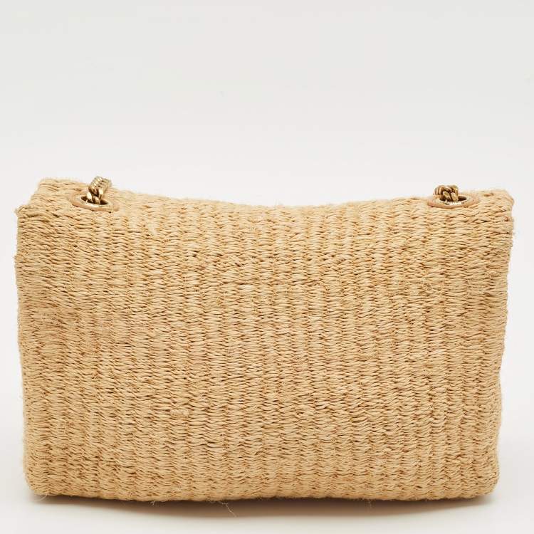 Pre Owned Saint Laurent Beige Raffia Kate Shoulder Bag