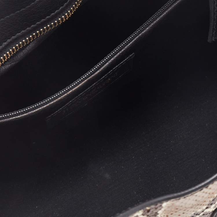 Pre Owned Saint Laurent Black/Beige Leather and Python Small Cabas Chyc Tote