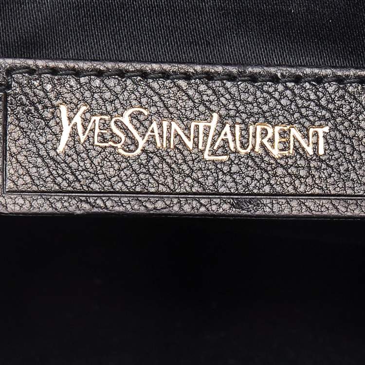 Pre Owned Saint Laurent Black/Beige Leather and Python Small Cabas Chyc Tote