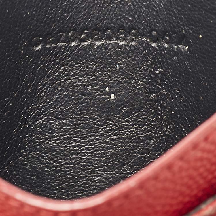 Pre Owned Saint Laurent Red Matelassé Leather Monogram Card Holder