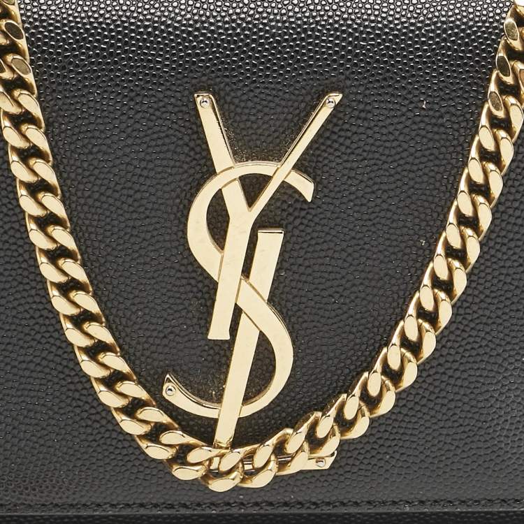 مملوكة مسبقًا Saint Laurent Black Leather Small Monogram Kate Chain Bag