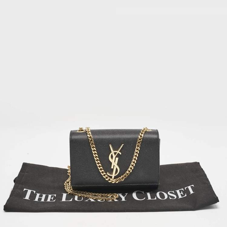 مملوكة مسبقًا Saint Laurent Black Leather Small Monogram Kate Chain Bag