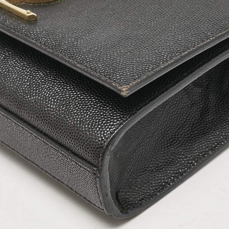 مملوكة مسبقًا Saint Laurent Black Leather Small Monogram Kate Chain Bag