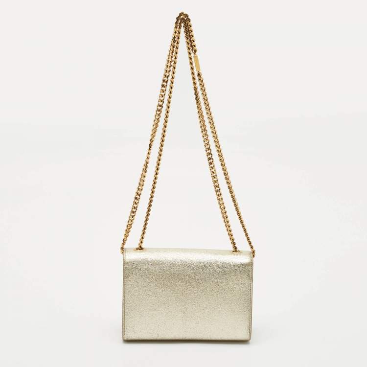 مملوكة مسبقًا Saint Laurent Gold Leather Small Kate Chain Bag
