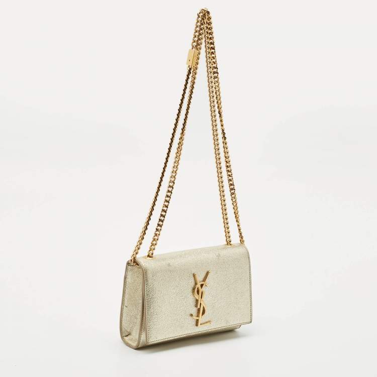 مملوكة مسبقًا Saint Laurent Gold Leather Small Kate Chain Bag