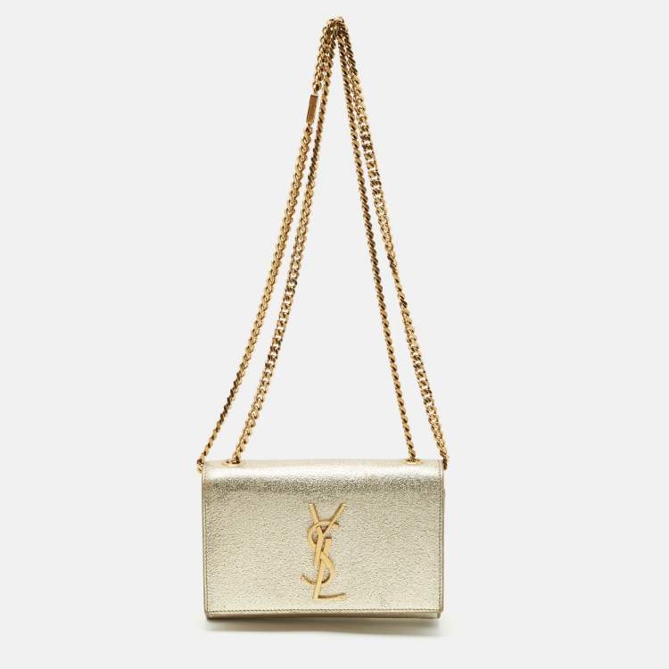 مملوكة مسبقًا Saint Laurent Gold Leather Small Kate Chain Bag