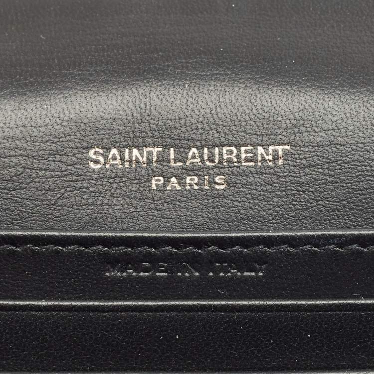 Pre Owned Saint Laurent Black/Cream Zebra Print Snakeskin Kate Strap Wallet
