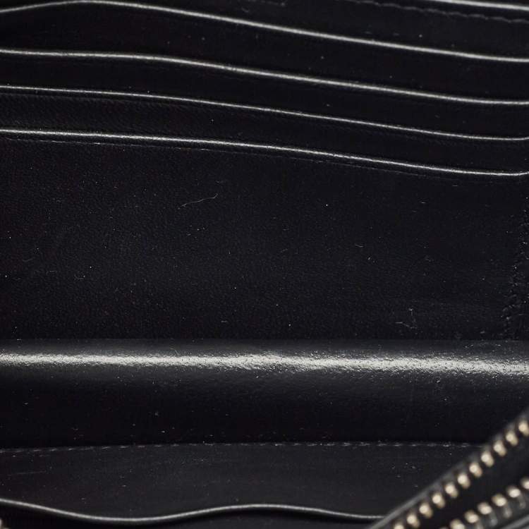 Pre Owned Saint Laurent Black/Cream Zebra Print Snakeskin Kate Strap Wallet
