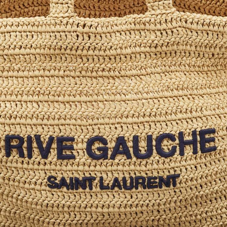 Pre Owned Saint Laurent Natural Raffia Rive Gauche Tote