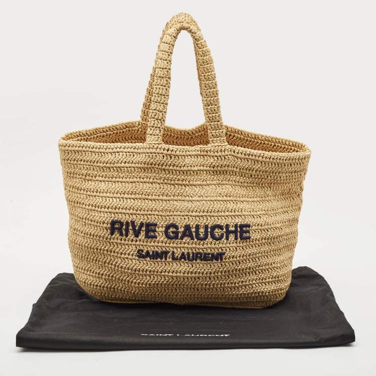 Pre Owned Saint Laurent Natural Raffia Rive Gauche Tote