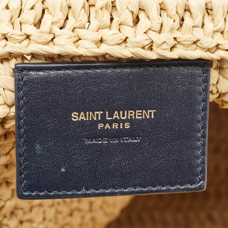 Pre Owned Saint Laurent Natural Raffia Rive Gauche Tote