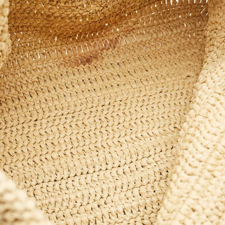Pre Owned Saint Laurent Natural Raffia Rive Gauche Tote