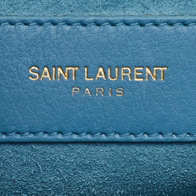Pre Owned Saint Laurent Light Blue Leather Small Classic Sac De Jour Tote