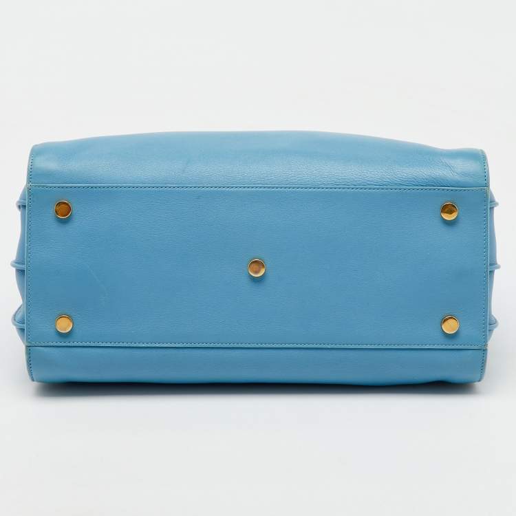 Pre Owned Saint Laurent Light Blue Leather Small Classic Sac De Jour Tote