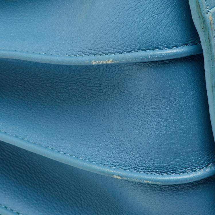 Pre Owned Saint Laurent Light Blue Leather Small Classic Sac De Jour Tote