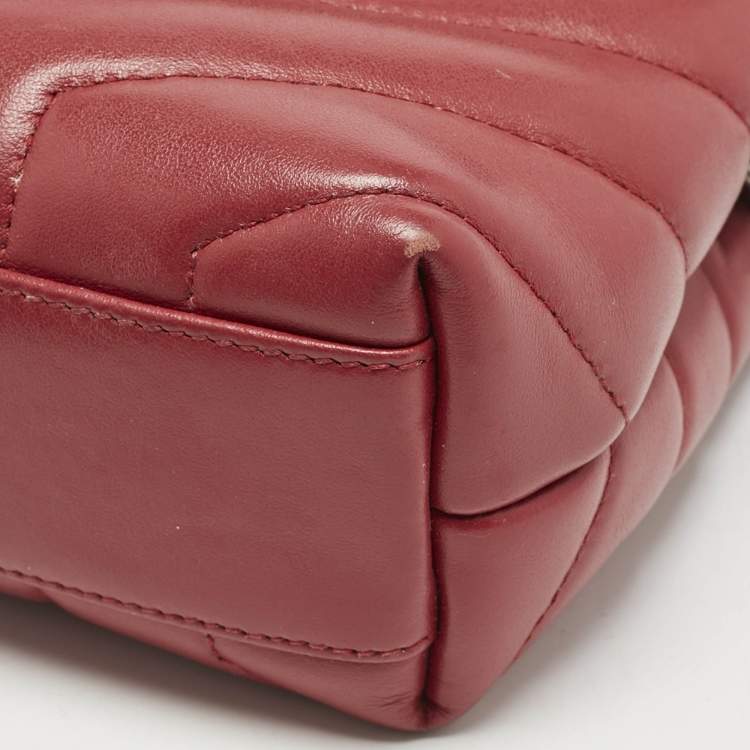 Pre Owned Saint Laurent Red Matelassé Leather Toy Loulou Crossbody Bag