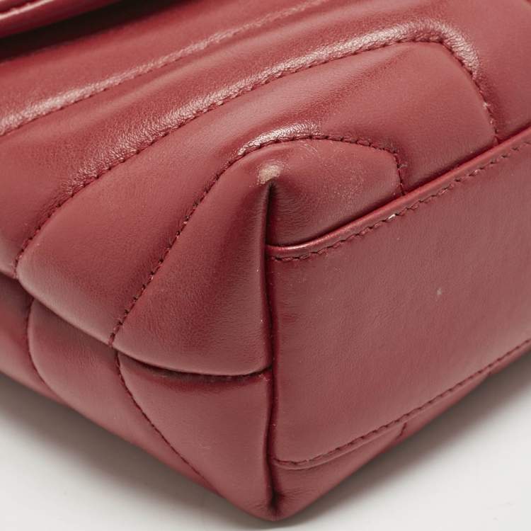 Pre Owned Saint Laurent Red Matelassé Leather Toy Loulou Crossbody Bag