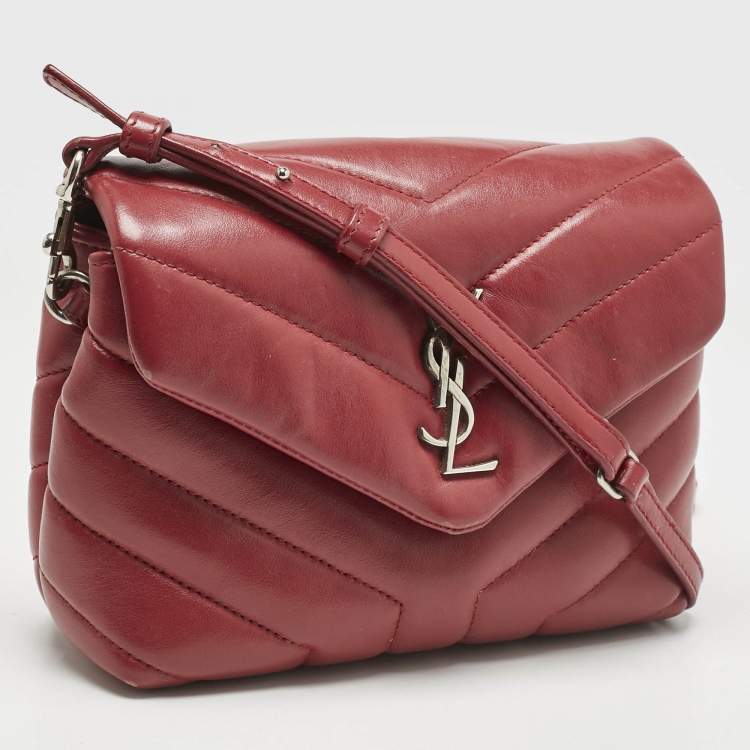 Pre Owned Saint Laurent Red Matelassé Leather Toy Loulou Crossbody Bag