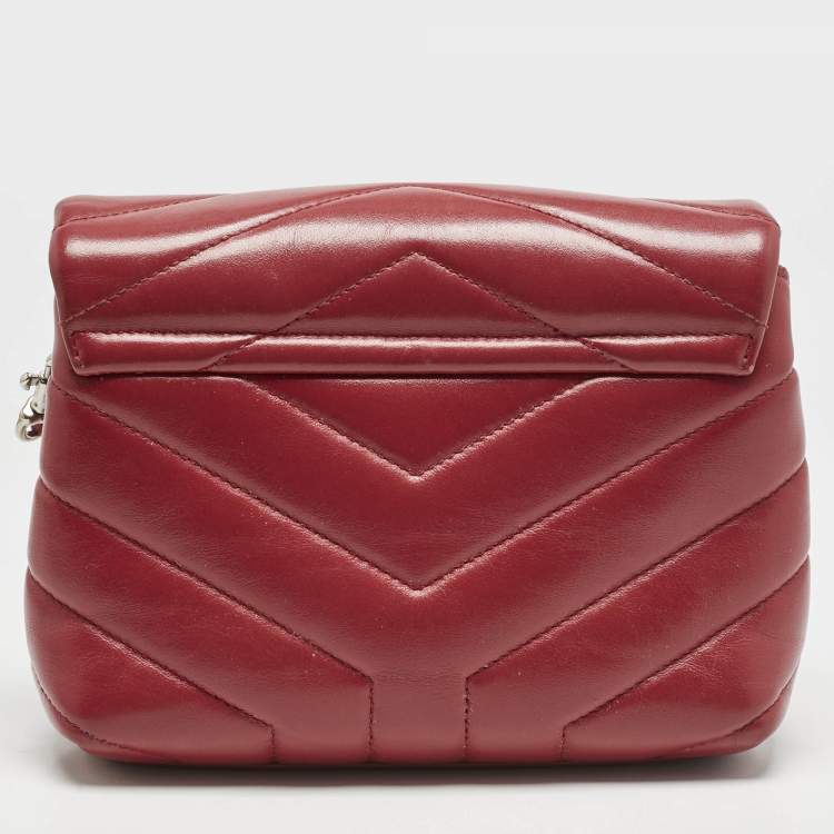 Pre Owned Saint Laurent Red Matelassé Leather Toy Loulou Crossbody Bag
