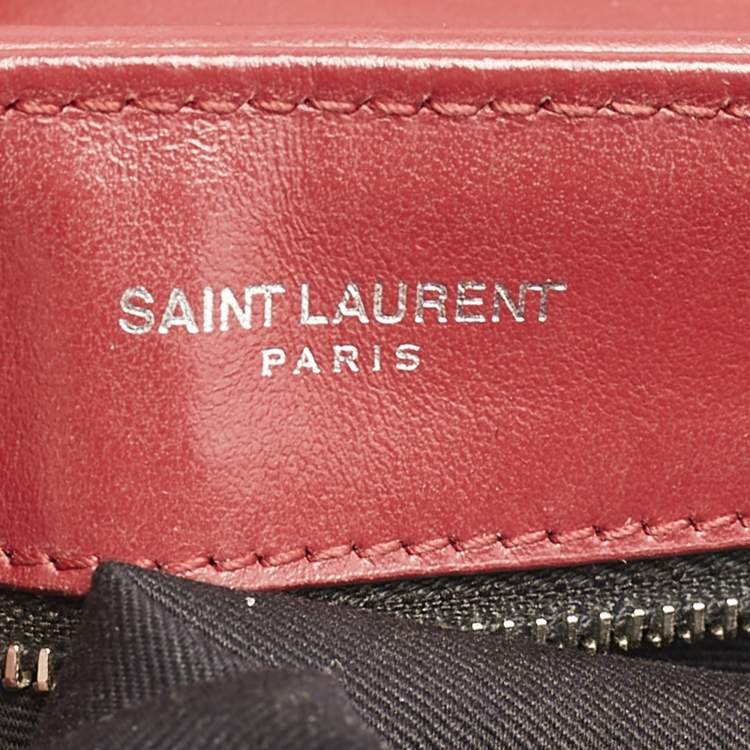 Pre Owned Saint Laurent Red Matelassé Leather Toy Loulou Crossbody Bag