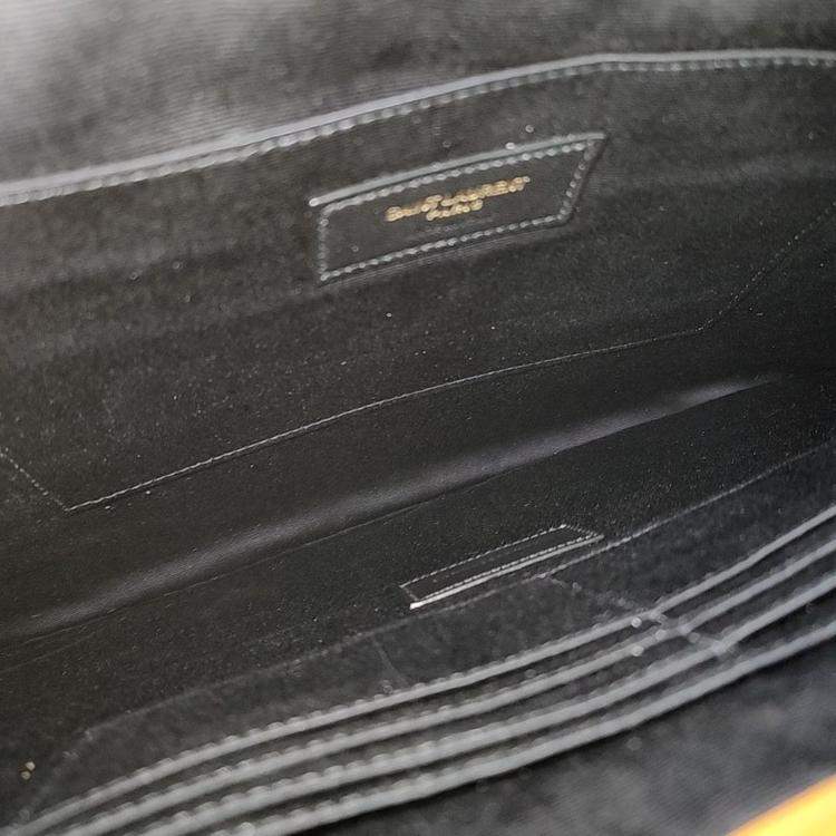Pre Owned Saint Laurent Paris Brown Leather Monogram Clutch