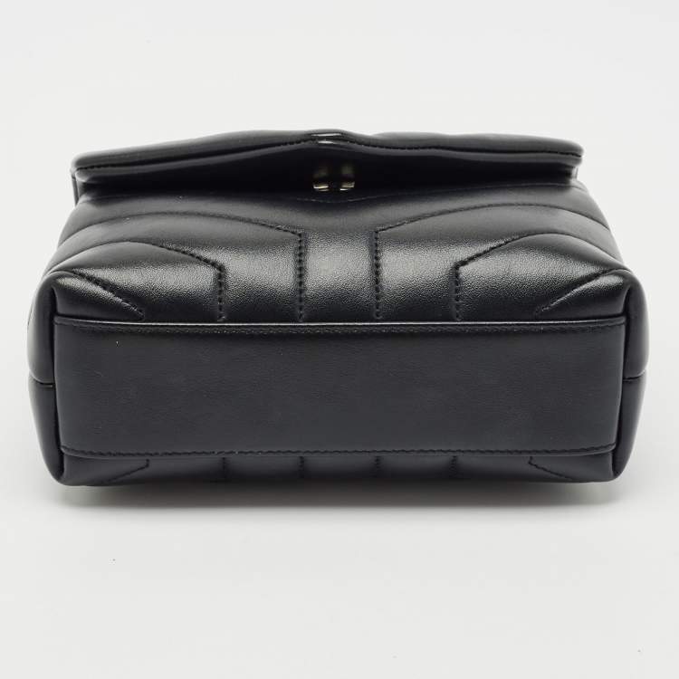 Pre Owned Saint Laurent Black Matelassé Leather Toy Loulou Crossbody Bag