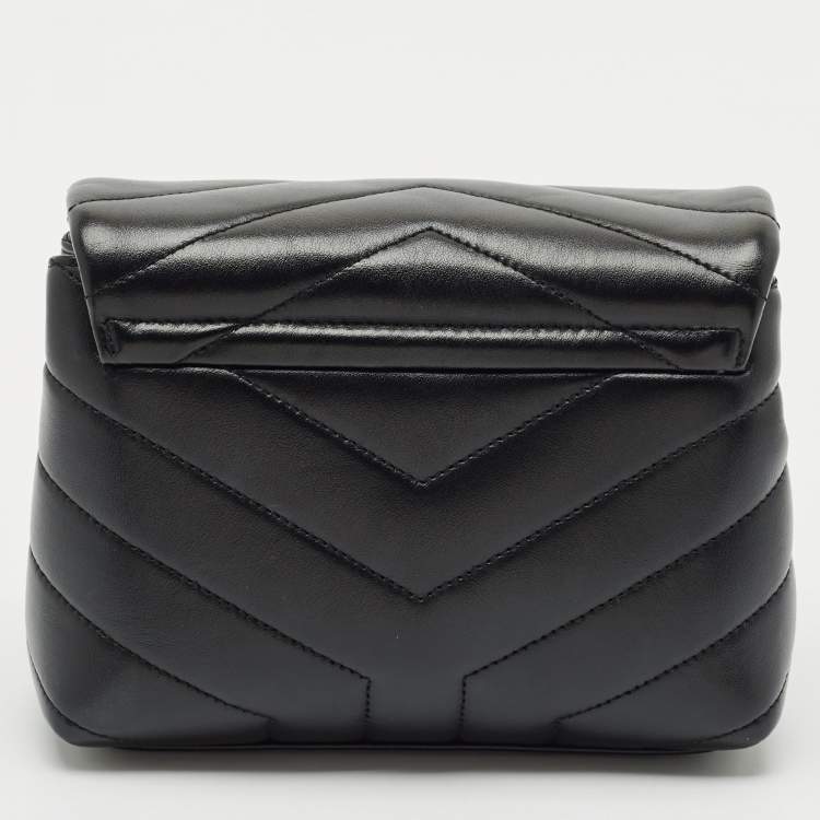 Pre Owned Saint Laurent Black Matelassé Leather Toy Loulou Crossbody Bag