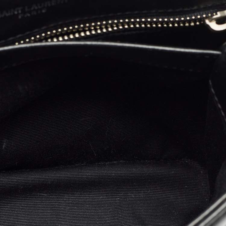 Pre Owned Saint Laurent Black Matelassé Leather Toy Loulou Crossbody Bag